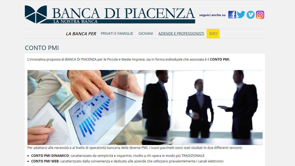 Conto PMI di Banca di Piacenza