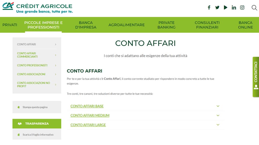 Conto Affari Crédit Agricole
